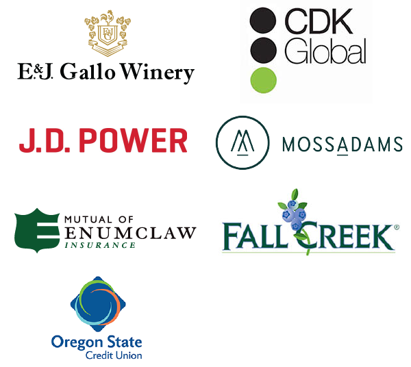 Oregon State University College of Business CDK, E & J Gallo Winery, Fall Creek Farm and Nursery, Inc., JD Power, Moss Adams, Mutual of Enumclaw, Oregon State Credit Union