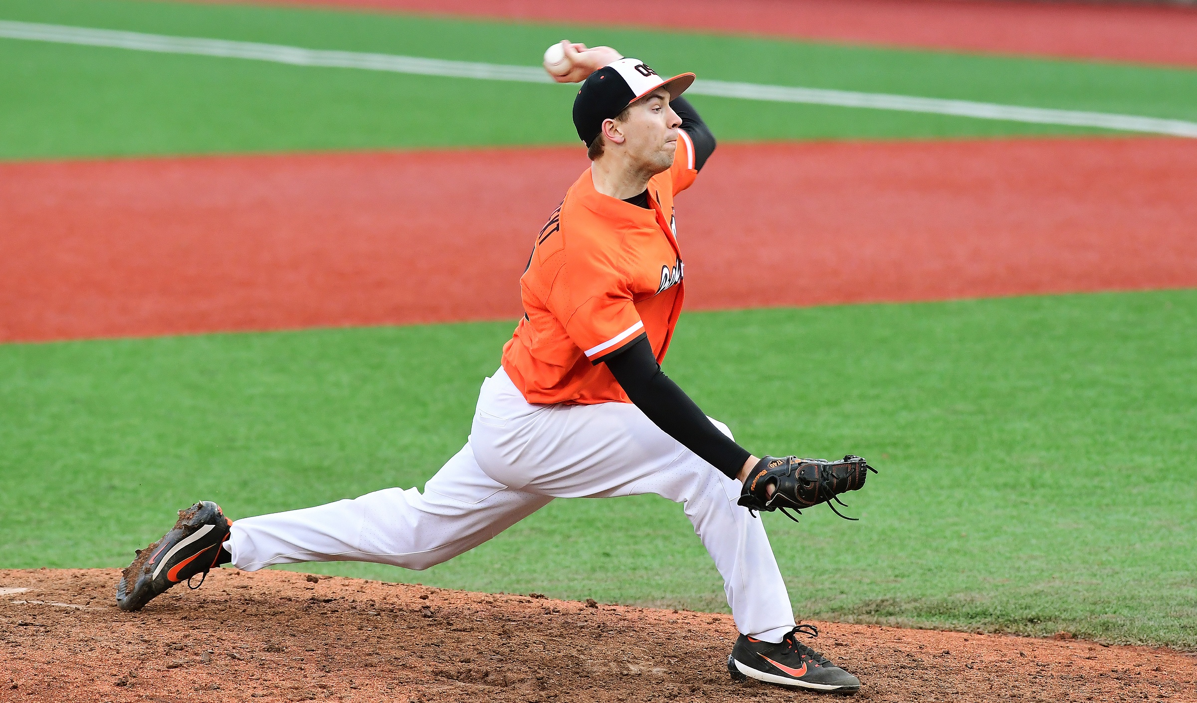 Max Engelbrekt in Oregon State Baseball's gray uniform. #gobeavs