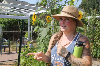 Marianne Dickson in her garden